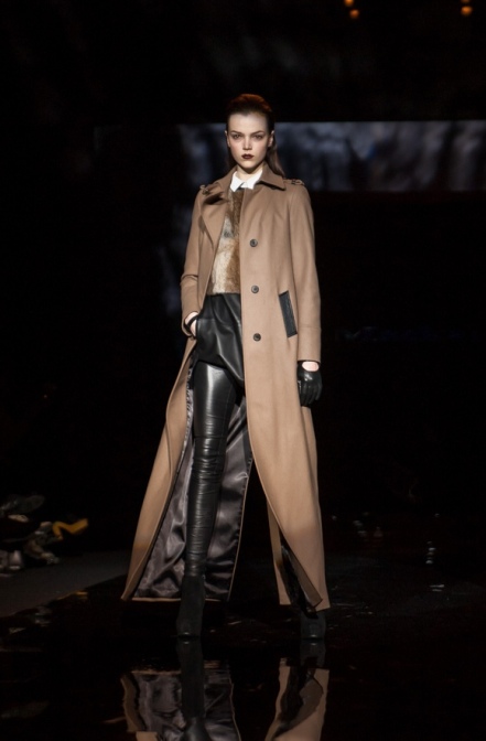 Mackage brings some drama with this floor grazing coat - love the camel with black leather accents